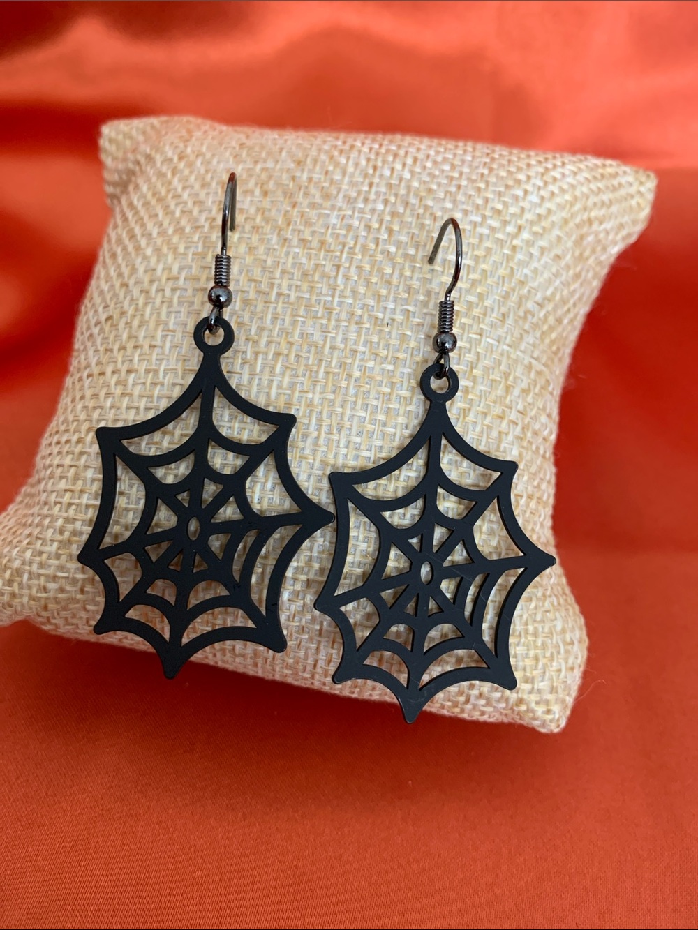 Black Spiderweb Dangle Earrings for Women